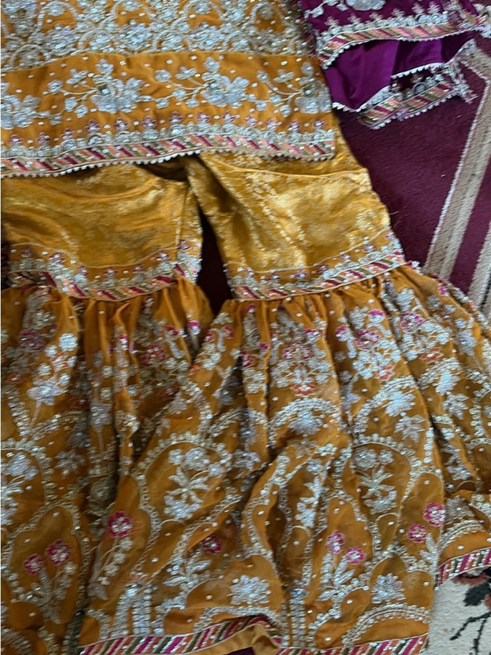Elegant Mustard Women’s Embroidered garara Dress with Dupatta - Picture 4 of 4